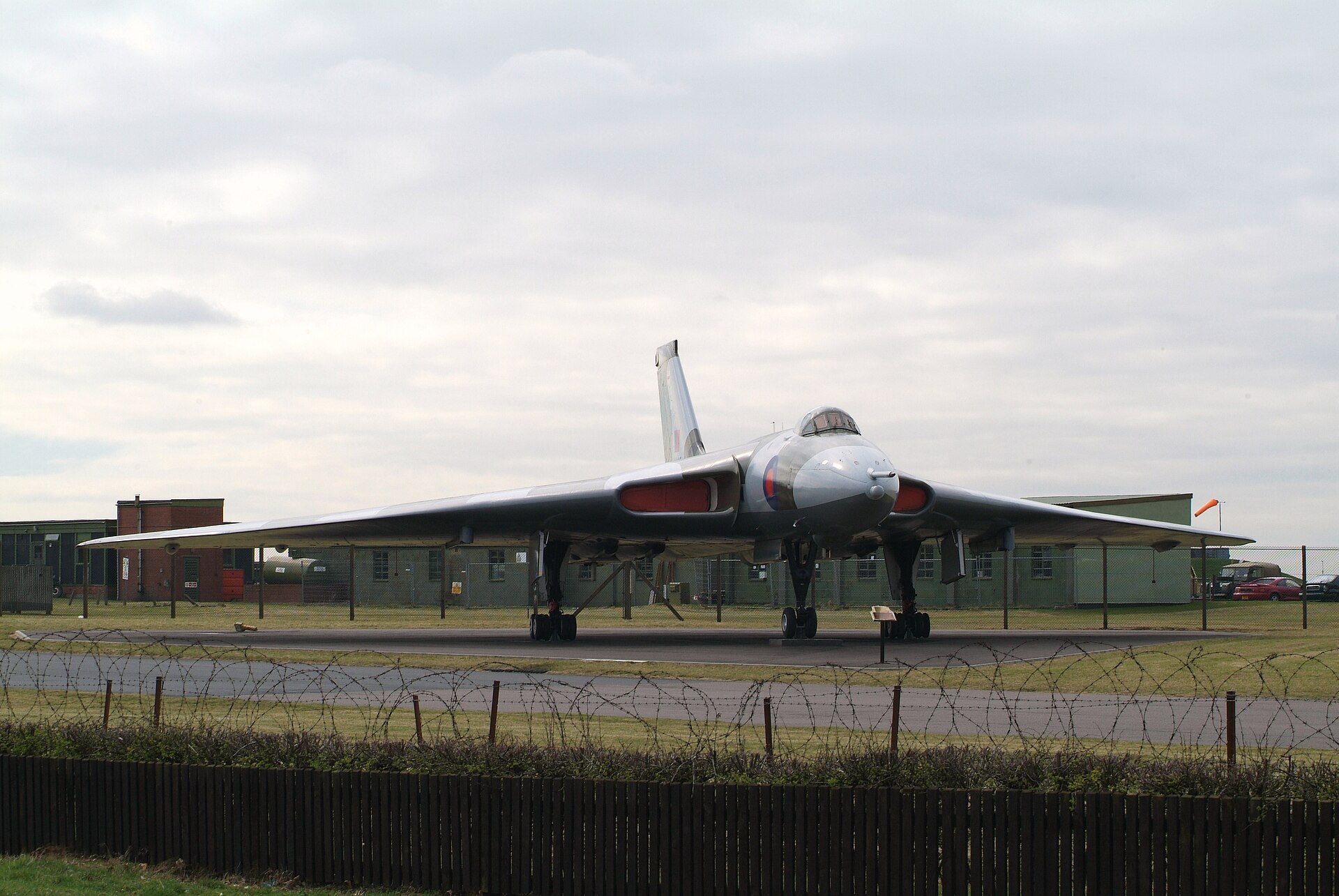 Avro Vulcan B.2 XM607, Black Buck veteran, displayed at RAF Waddington